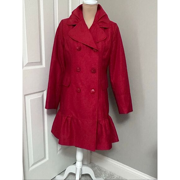 Beautiful Donatella Double Breasted Ruffle Hem Coat - Picture 3 of 15